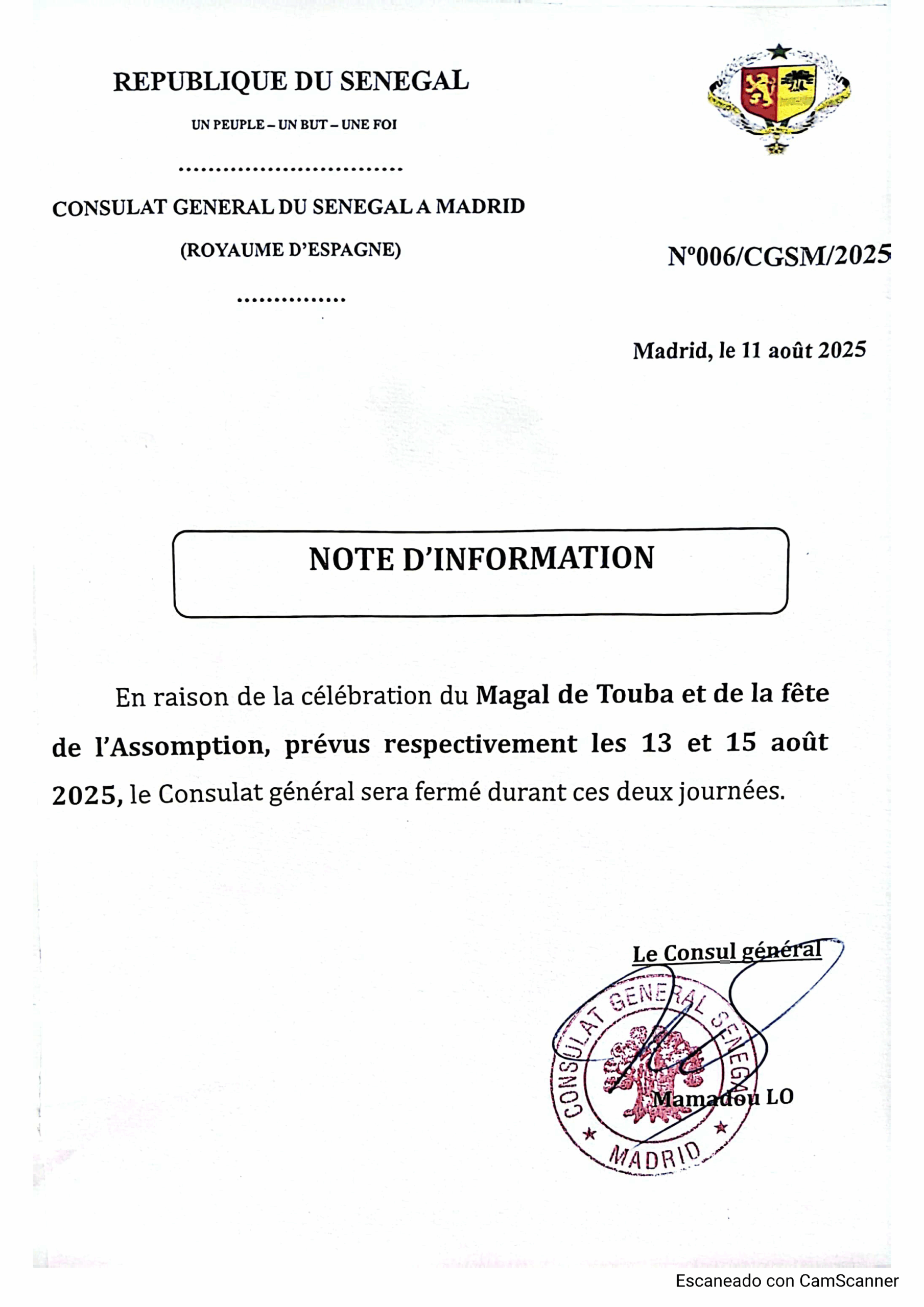 Note d'information